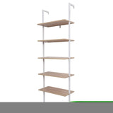 ZNTS 5-Shelf Wood Ladder Bookcase with Metal Frame, Industrial 5-Tier Modern Ladder Shelf Wood 89161253