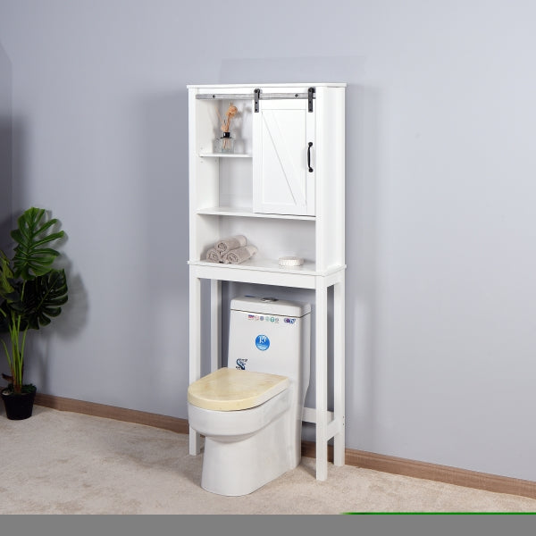 ZNTS Over-the-Toilet Storage Cabinet, Space-Saving Bathroom Cabinet, with Adjustable Shelves and A Barn W40935622
