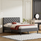 ZNTS Upholstered Linen Platform Bed, Full Size, Gray WF302184AAE