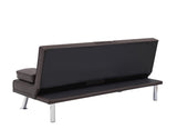 ZNTS [New+Video] Brown Leather Multifunctional Double Folding Sofa Bed for Office with Coffee Table W165880946