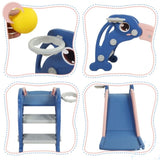 ZNTS 2 in 1 Slide, Toddler Freestanding Extra Long Slide with Basketball Hoop & Ball, Indoor Outdoor, W2181139393