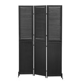 ZNTS 3 Panel Room Divider 6Ft Wood Folding Privacy Screen Black Room Separator Free Standing Wall W1757122143
