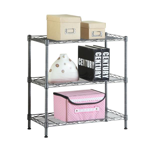 ZNTS Concise 3 Layers Carbon Steel & PP Storage Rack Black 35800598