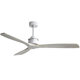 ZNTS 60 Inch Ceiling Fan With 6 Speed Remote Control Silver 3 Solid Wood Blade Reversible DC Motor For W93494506