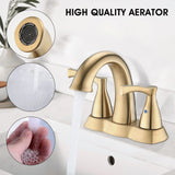 ZNTS 2 Handle 4 Inch Centerset Bathroom Sink Faucet with Pop-Up Drain, Brushed Gold W122460801