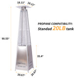 ZNTS Outdoor Patio Propane Space Heater - 42,000 Btu Pyramid Propane Heater,7.5 Feet Tall,stainless steel W895122434