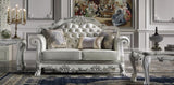 ZNTS ACME Dresden Loveseat w/3 Pillows, Synthetic Leather & Bone White Finish LV01689