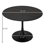 ZNTS 42.13"Modern Round Dining Table,Four Patchwork Tabletops with Black Solid Wood Veneer Table W757140934