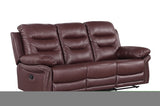 ZNTS Global United Leather Air Upholstered Reclining Sofa with Fiber Back B05777738