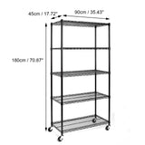 ZNTS 5-Tier NSF-Certified Steel Wire Shelving with Wheels Black 47544310