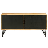 ZNTS TV Entertainment Unit with 2 Doors and Wooden Frame, Oak Brown and Black B05671942