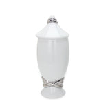 ZNTS White Ceramic Decorative Jar with Silver Accent and Lid B03082088