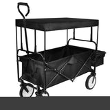 ZNTS YSSOA Heavy Duty Folding Portable Hand Cart with Removable Canopy, 8'' Wheels, Adjustable Handles GLCARTGARDENSHED220B