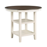 ZNTS Brown and Antique White Finish 1pc Counter Height Table with 2x Display Shelves Transitional Style B01155789