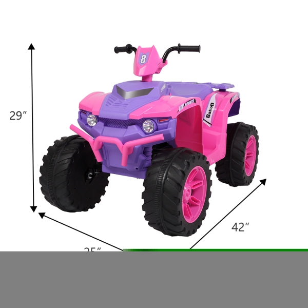 ZNTS LZ-9955 ALL Terrain Vehicle Dual Drive Battery 12V7AH*1 without Remote Control with Slow Start Pink 73404783
