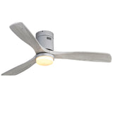 ZNTS 52 Inch Indoor Ceiling Fan With Dimmable 6 Speed Remote Silver 3 Solid Wood Blade Reversible DC W934102595