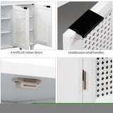 ZNTS TREXM Large Storage Space Sideboard with Artificial Rattan Door and Unobtrusive Doorknob for Living WF290899AAK