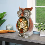 ZNTS Garden Statue Owl Figurines,Solar Powered Resin Animal Sculpture with 5 Led Lights for Patio,Lawn, 62804228