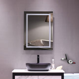 ZNTS 32"x 24" Square Built-in Light Strip Touch LED Bathroom Mirror Silver 43210733