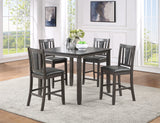 ZNTS Grey Finish Dinette 5pc Set Kitchen Breakfast Counter height Dining Table w wooden Top Upholstered B01146569