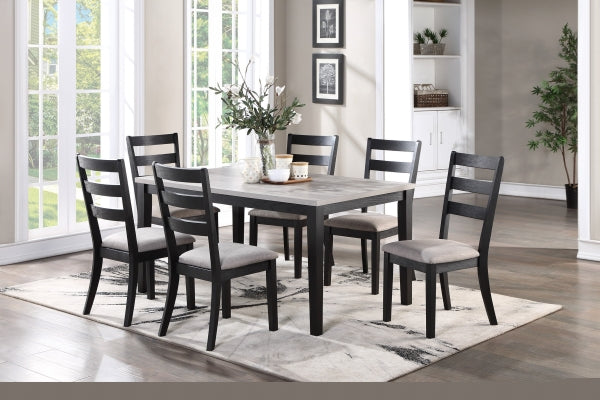 ZNTS Natural Simple Wooden Table Top 7pc Dining Set Dining Room Furniture Ladder back Side Chairs Cushion B01146564