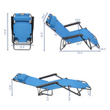 ZNTS RHC-202 Portable Dual Purposes Extendable Folding Reclining Chair Blue 75407956