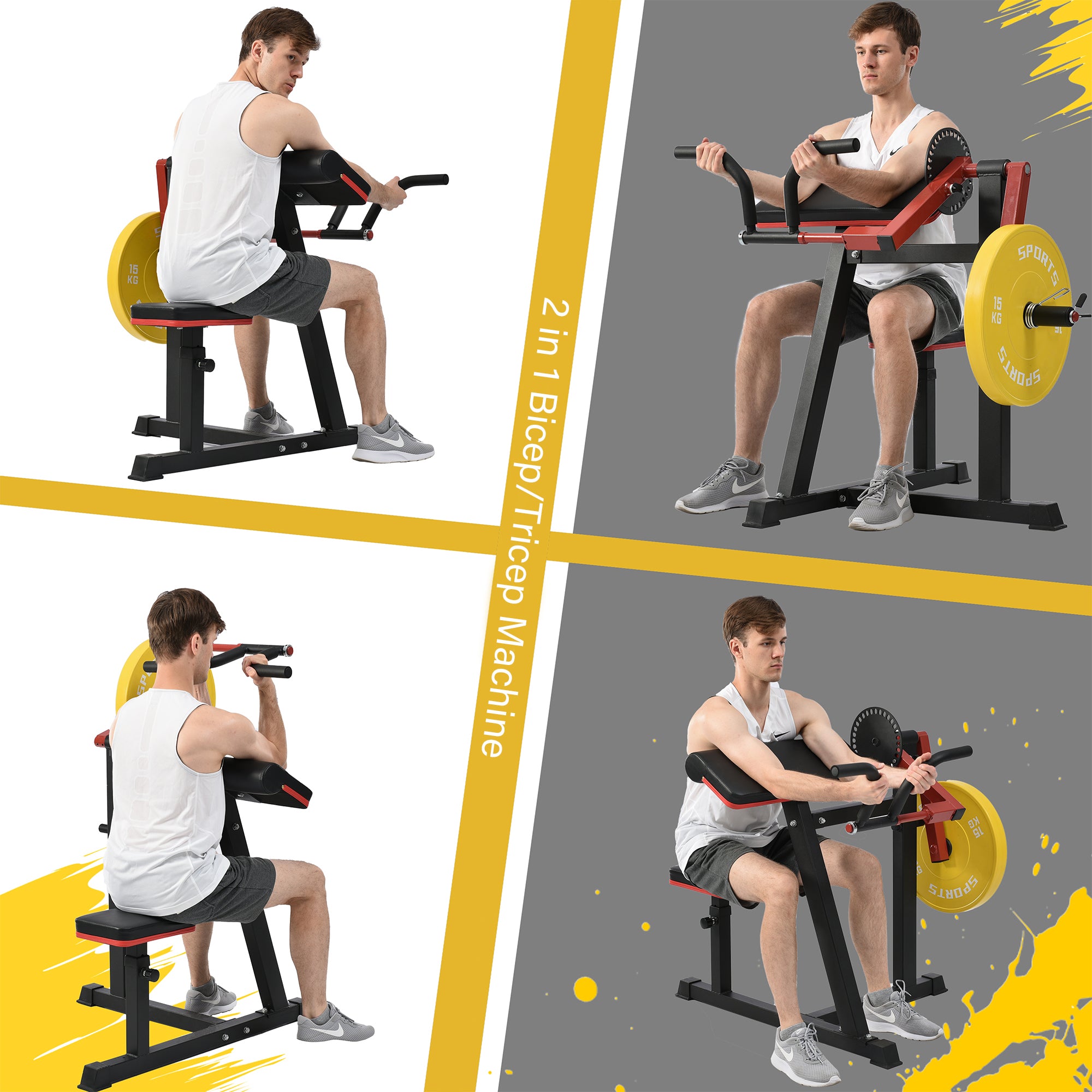 ZNTS Bicep Tricep Curl Machine with Adjustable Seat, Bicep Curls and Tricep  Extension Machine Home Gym MS308973AAJ
