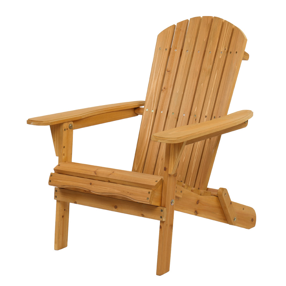 ZNTS Folding Wooden Adirondack Lounger Chair with Natural Finish 76254786
