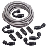 ZNTS -10AN 20 Feet Stainless Steel PTFE Fuel Line AN10 Fitting Swivel Hose Kit Black 20717951
