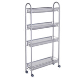 ZNTS Honeycomb Mesh Style Four Layers Removable Storage Cart Silver 65790696