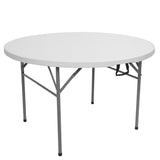 ZNTS 48inch Round Folding Table Outdoor Folding Utility Table White 06964740