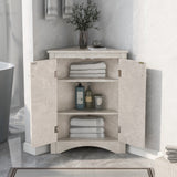 ZNTS White Marble Triangle Bathroom Storage Cabinet with Adjustable Shelves, Freestanding Floor Cabinet WF291467AAM