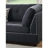 ZNTS Polyfiber Reversible Sectional Sofa with Ottoamn in Black B01682372