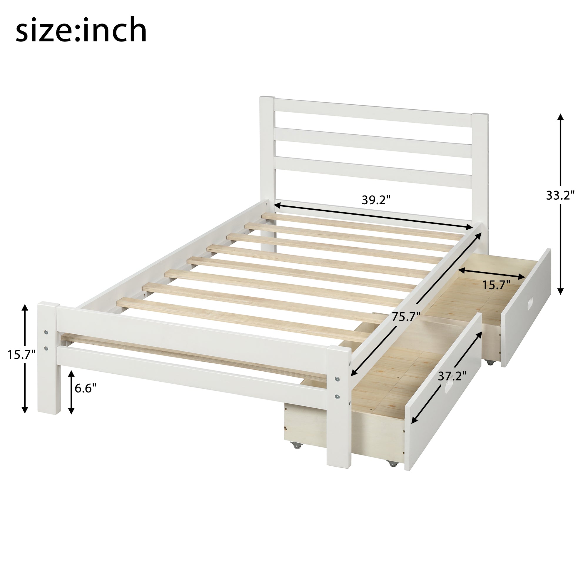 ZNTS Wood platform bed with two drawers, twin WF192971AAK
