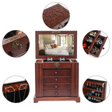 ZNTS Large Jewelry Organizer Wooden Storage Box 5 Layers Case with 4 Drawers, Brown 07229064