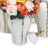ZNTS Elegant White Ceramic Ginger Jar with Gold Accents - Timeless Home Decor B03082093