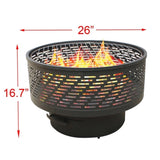 ZNTS 26" Wood Burning Lightweight Portable Outdoor Firepit With Faux Wood Lid Backyard Fireplace for W2127126995