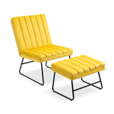ZNTS Yellow Modern Lazy Lounge Chair, Contemporary Single Leisure Upholstered Sofa Chair Set W116470734