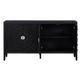 ZNTS TREXM Retro Sideboard door with Circular Groove Design Round Metal Door Handle for Entrance, Dinning WF307723AAB