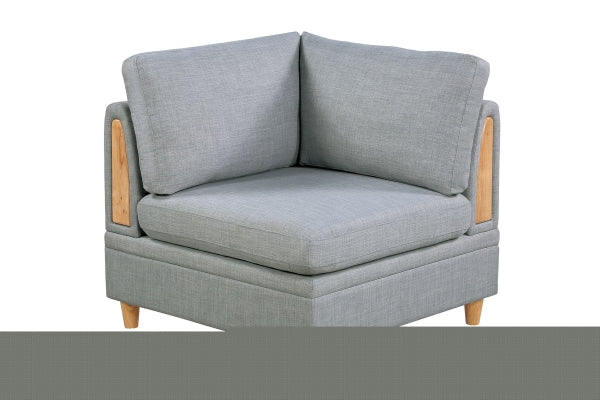 ZNTS Living Room Furniture Corner Wedge Light Grey Dorris Fabric 1pc Cushion Wedge Sofa Wooden Legs B01147397