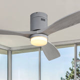 ZNTS 52 Inch Indoor Ceiling Fan With Dimmable 6 Speed Remote Silver 3 Solid Wood Blade Reversible DC W934102595