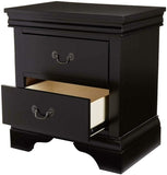 ZNTS Louis Wooden Nightstand With Two Drawers In Black Finish SR014725