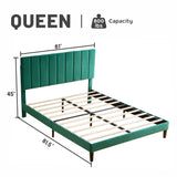 ZNTS Queen Size Platform Bed with Upholstered Headboard and Slat Support, Heavy Duty Mattress Foundation, W1793115349