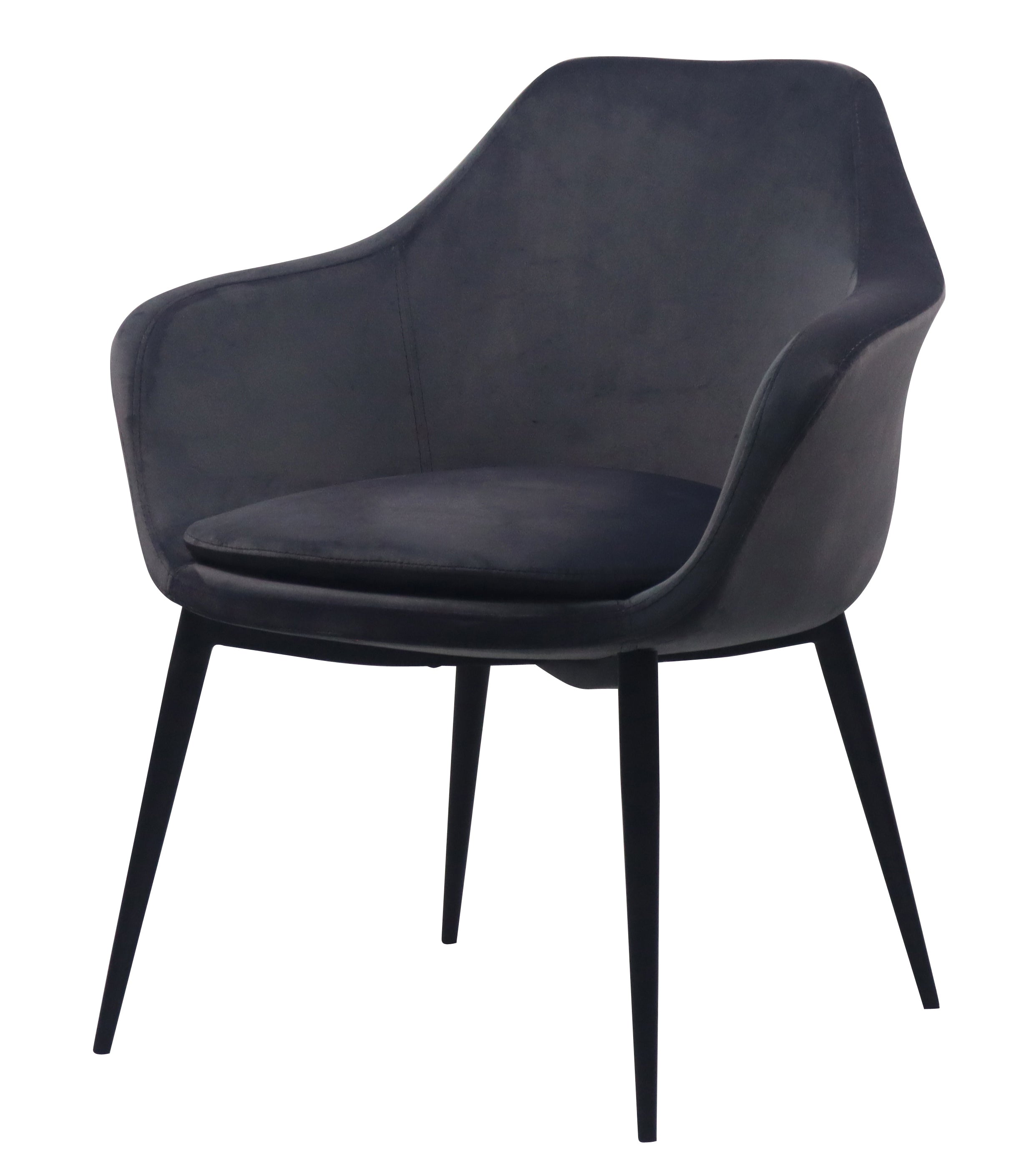 ZNTS Modrest Wilson Modern Grey Velvet & Black Dining Chair B04961375
