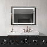 ZNTS 32*24 LED Lighted Bathroom Wall Mounted Mirror with High Lumen Anti-Fog Separately Control Dimmer 21030977