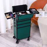 ZNTS 4-in-1 Draw-bar Style Interchangeable Aluminum Rolling Makeup Case-Dark Green 71811920
