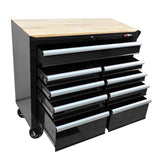 ZNTS 9 DRAWERS MULTIFUNCTIONAL TOOL CART WITH WHEELS AND WOODEN TOP W1102139262