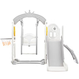 ZNTS Toddler Slide and Swing Set 5 in 1, Kids Playground Climber Slide Playset with Basketball Hoop PP304159AAE
