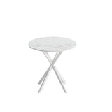 ZNTS 31.5'' Modern Cross Leg Round Dining Table, White Marble Top Occasional Table, Two Piece Removable W757140955