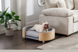 ZNTS Scandinavian style Elevated Dog Bed Pet Sofa With Solid Wood legs and Bent Wood Back, Velvet W79490077